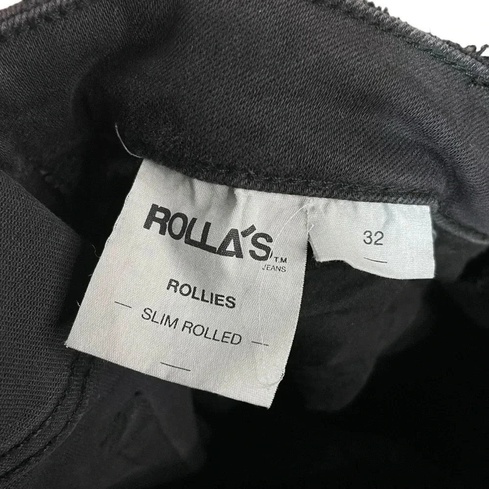 Rolla’s Stinger Slim Distressed Black Cropped Jeans Mens 32